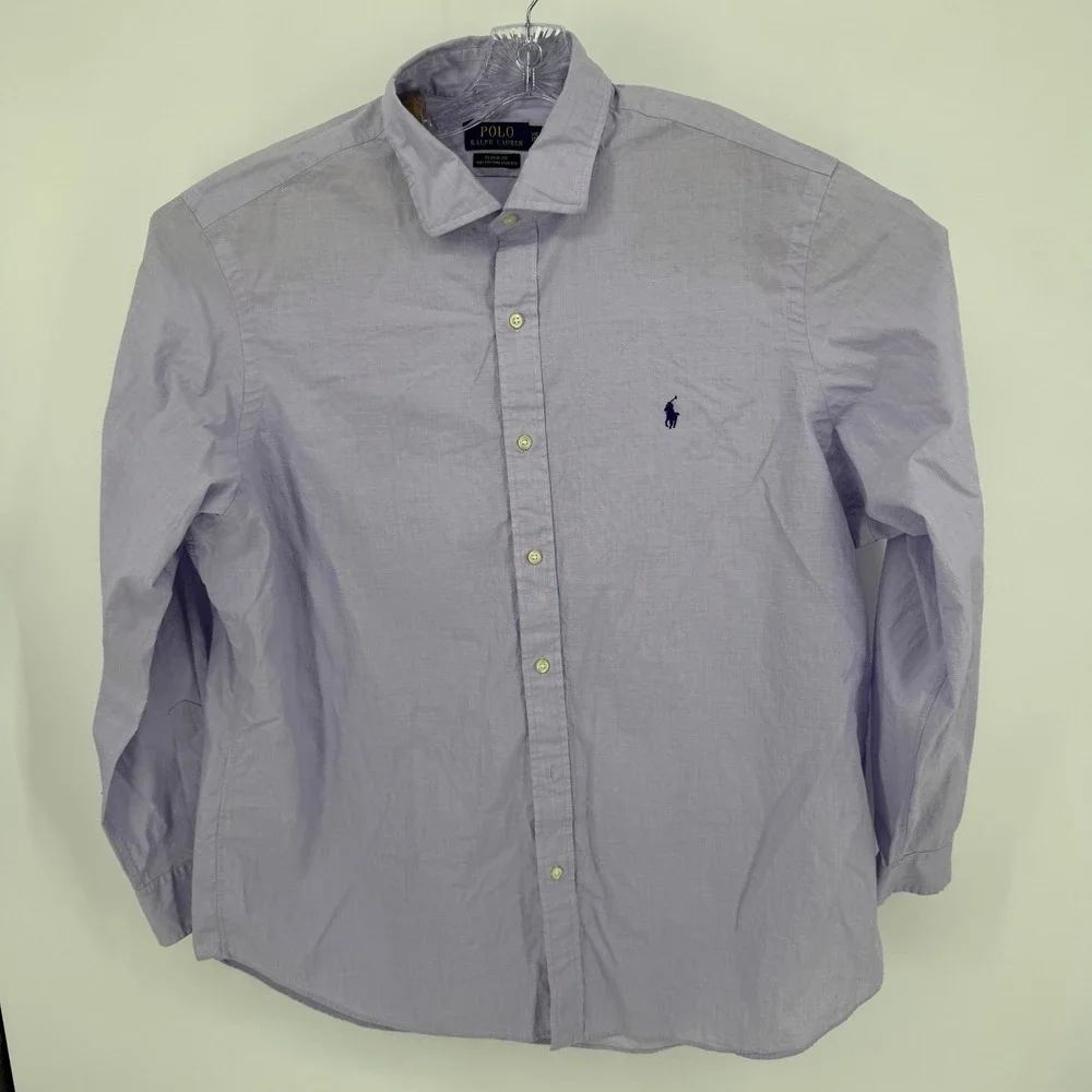 Polo Ralph Lauren Shirt  XXL‎ Purple Classic Fit 100% Cotton Stretch Long Sleeve